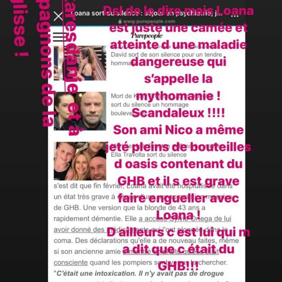 Sylvie Ortega répond aux accusations de Loana, en story Instagram, le 8 mars 2021