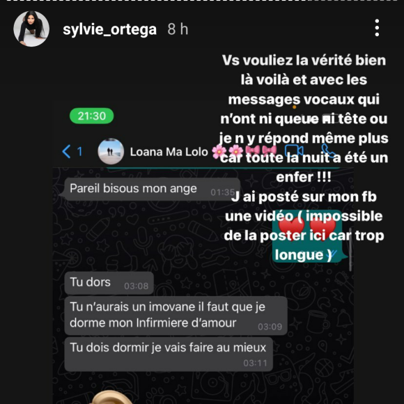 Sylvie Ortega répond aux accusations de Loana, en story Instagram, le 8 mars 2021