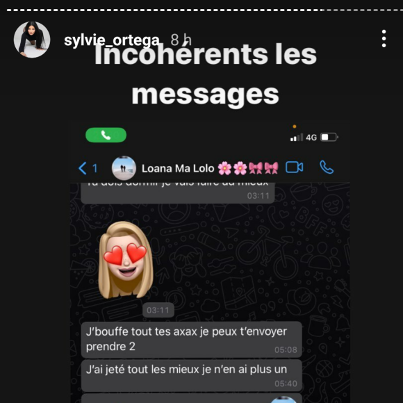 Sylvie Ortega répond aux accusations de Loana, en story Instagram, le 8 mars 2021