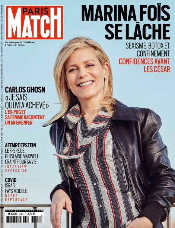 Retrouvez l'interview de Marina Foïs dans le magazine "Paris Match", n°3748 du 4 mars 2021.