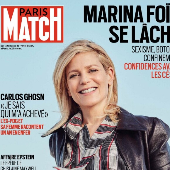 Retrouvez l'interview de Marina Foïs dans le magazine "Paris Match", n°3748 du 4 mars 2021.