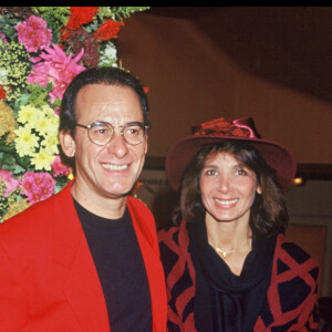 Michel Fugain et son épouse Stéphanie à Paris en 1991.