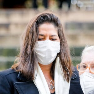 Leïla Da Rocha (compagne de Patrick Dupond), Nicole Dupond (mère de Patrick Dupond) - Arrivées aux Obsèques du danseur étoile Patrick Dupond en l'église Saint-Roch à Paris, France, le 11 mars 2021.