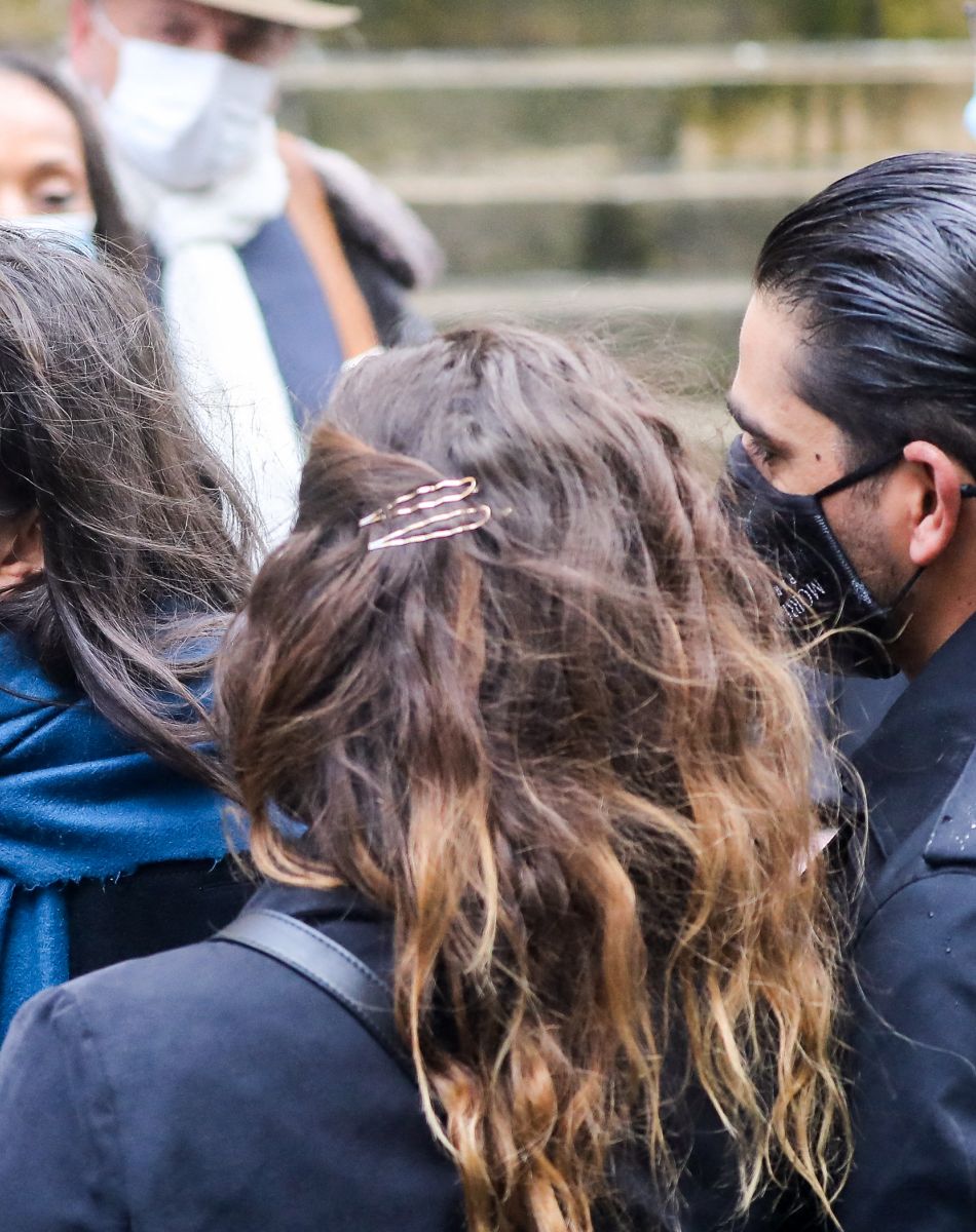 Fauve Hautot, Leïla Da Rocha (compagne de Patrick Dupond), Christophe Licata - Arrivées aux Obsèques du danseur étoile Patrick Dupond en l'église Saint-Roch à Paris, France, le 11 mars 2021.