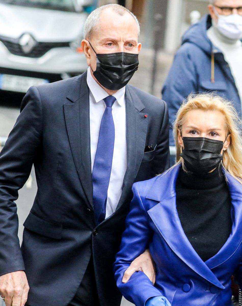 Jean-Claude Jitrois et Axelle Marine - Arrivées aux Obsèques du danseur étoile Patrick Dupond en l'église Saint-Roch à Paris, France, le 11 mars 2021.
