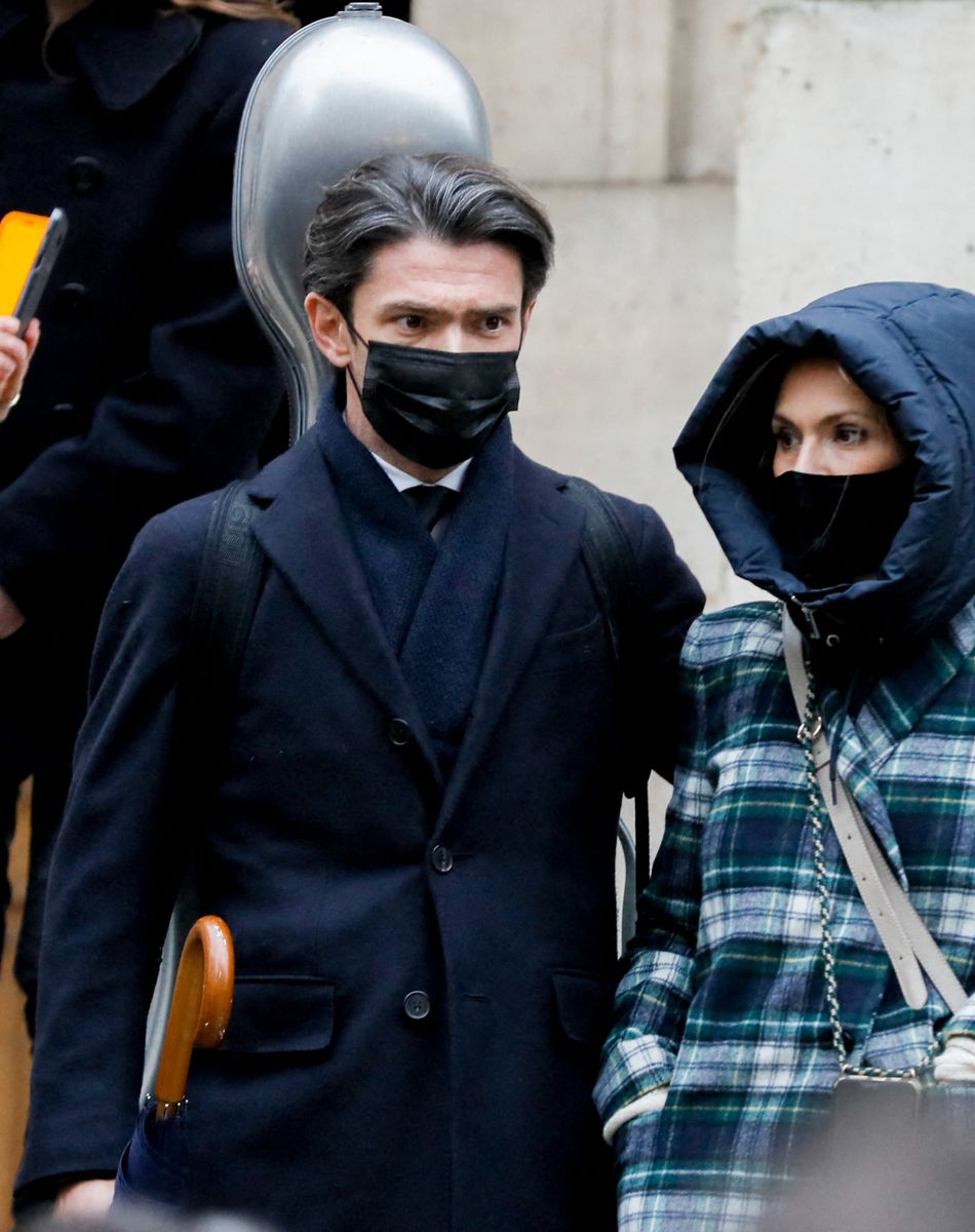 Gautier Capuçon et sa femme Delphine - Sorties des Obsèques du danseur étoile Patrick Dupond en l'église Saint-Roch à Paris, France, le 11 mars 2021.