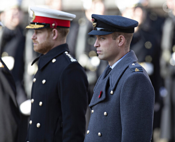 Le prince Harry, duc de Sussex, le prince William, duc de Cambridge - La famille royale d'Angleterre lors du National Service of Remembrance à Londres, novembre 2019.