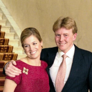 Fiançailles du prince Willem-Alexander des Pays-Bas avec Maxima Zorreguieta au palais Noordeinde à La Haye. Le 30 mai 2001