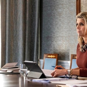 La reine Maxima des Pays-Bas lors d'un webinaire "Ensemble pour des Pays-Bas entrepreneuriaux sans allégement de la dette". La Haye le 21 janvier 2021.