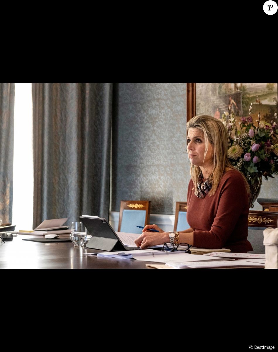 La reine Maxima des Pays-Bas lors d'un webinaire "Ensemble pour des Pays-Bas entrepreneuriaux sans allégement de la dette". La Haye le 21 janvier 2021.