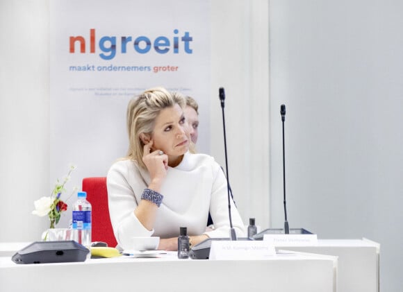La reine Maxima des Pays-Bas lors de l'événement "Nlgroeit" (initiative de soutien aux petites et moyennes entreprises) à la mairie de Gouda. Le 2 décembre 2020