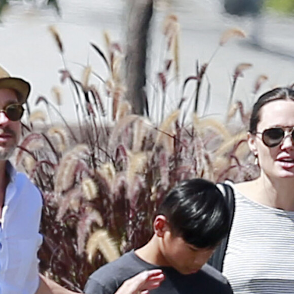 Exclusif - Brad Pitt et Angelina Jolie font du shopping avec leurs enfants Shiloh et Pax à Glendale. Le 10 juillet 2015