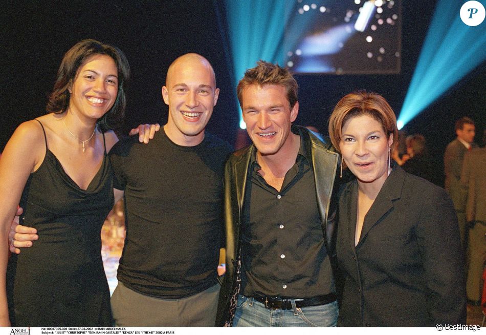 Kenza, Julie et Christophe de "Loft Story" en 2002 à Paris