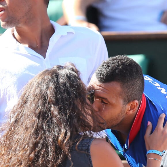 Jo-Wilfried Tsonga et sa compagne Noura Paris le 12 Septembre 2014 Demi-finale de la Coupe Davis entre la France et la Republique Tchèque à Roland-Garros