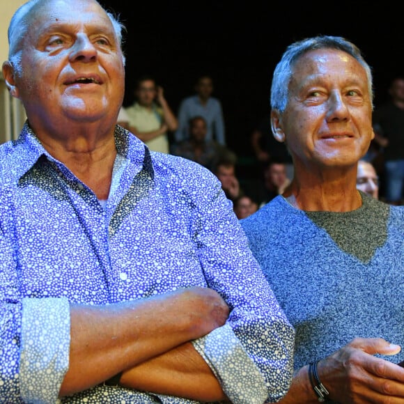 Exclusif - Gérard Louvin et son mari Daniel Moyne - Gala de boxe "No Limit Episode IX" organisé par B. Asloum (ancien champion du monde de boxe) en plein air au théâtre Tivol au Cannet le 18 juillet 2019. © Bruno Bebert/Bestimage 