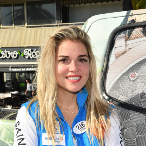 Exclusif - Sophie Tapie, la chanteuse et fille de Bernard Tapie, avant le départ officiel de la 29ème édition du Rallye Aïcha des Gazelles sur la Promenade des Anglais à Nice, le 16 mars 2019. Sophie et Kiera Chaplin, petite-fille de Charlie Chaplin et égérie Saint Honoré depuis 2018, forment l'équipage Saint Honoré 2019. Le Rallye Aïcha des Gazelles du Maroc est le seul Rallye-Raid hors-piste 100% féminin au monde. © Bruno Bebert / Bestimage 