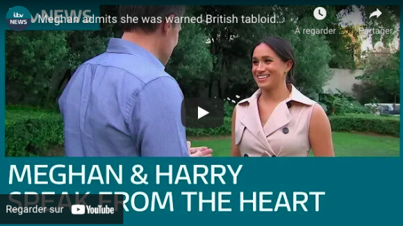 Extrait du documentaire sur Meghan Markle et Harry en Afrique du Sud, mené par le journaliste Tom Bradby. Octobre 2019.