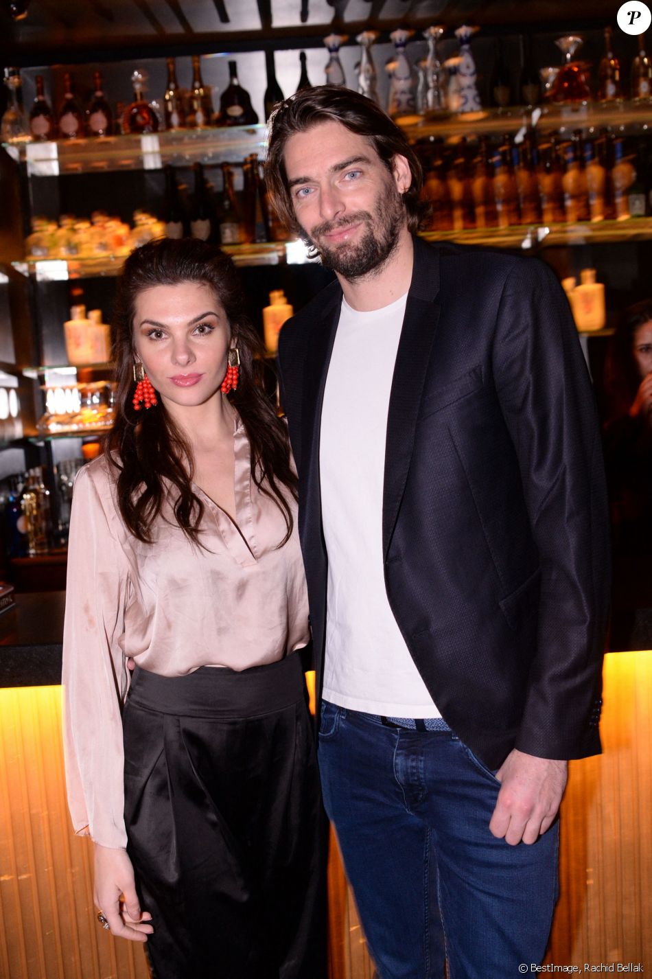 Exclusif - Camille Lacourt et sa compagne Alice Detollenaere (Miss Bourgogne 2010) - Soirée de lancement de "Chez Blue" au club "Boum Boum" situé dans le prestigieux 8eme arrondissement de Paris le 30 janvier 2020. À cette occasion A.Colette a fait dégusté sa vodka " Touché " aux invités. " Chez Blue " est désormais le rendez vous incontournable du jeudi soir ! © Rachid Bellak/Bestimage