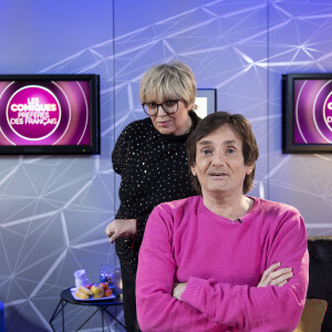 Exclusif - Pierre Palmade et Laurence Boccolini - Backstage de l'enregistrement de l'émission "Les comiques préférés des français" au Palais des Sports (Dôme de Paris) à Paris, qui sera diffusée le 17 avril sur France 2 © Pierre Perusseau / Bestimage