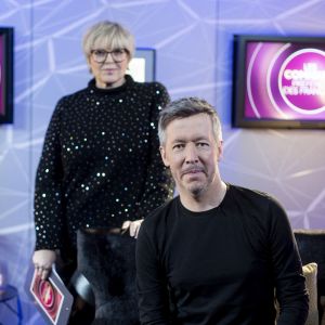 Exclusif - Laurence Boccolini et Jean-Luc Lemoine - Backstage de l'enregistrement de l'émission "Les comiques préférés des français" au Palais des Sports (Dôme de Paris) à Paris, qui sera diffusée le 17 avril sur France 2 © Pierre Perusseau / Bestimage