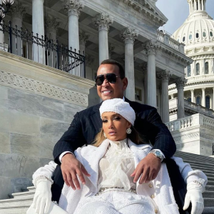 Jennifer Lopez et Alex Rodriguez à Washington, le 20 janvier 2021.