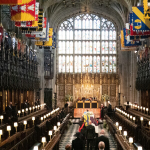 Funérailles du prince Philip, duc d'Edimbourg à la chapelle Saint-Georges du château de Windsor, Royaume Uni, le 17 avril 2021.