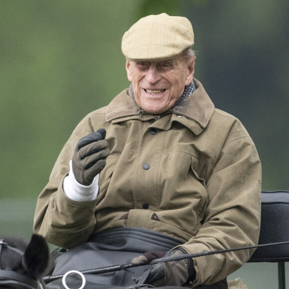 Le prince Philip, duc d'Edimbourg en calèche au Royal Windsor Horse Show.