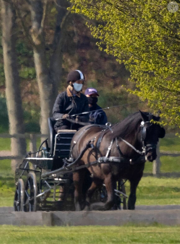 Lady Louise Windsor en promenade à voiture à cheval dans le parc de Windsor. Le 14 avril 2021