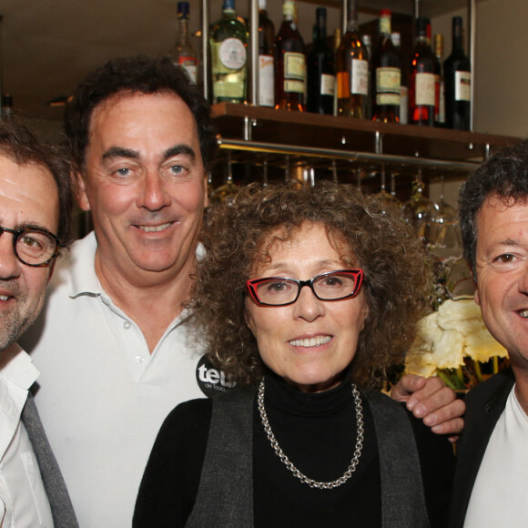 Exclusif - Michel Sarran, Eric Carrière, Mireille Dumas et Francis Ginibre lors du déjeuner de la remise de plaque du prix du jury du Championnat du Monde de Cassoulet 2018 au chef Constant dans son restaurant "Le violon d'Ingres" à Paris, France, le 27 Fevrier 2019. © Denis Guignebourg/Bestimage