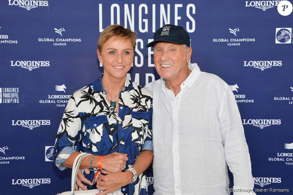 Exclusif - Yves Renier et sa femme Karin - Photocall du déjeuner - Longines Paris Eiffel Jumping au Champ de Mars à Paris, France, le 5 juillet 2019. © Veeren Ramsamy/Bestimage