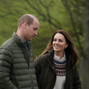 Le prince William, duc de Cambridge, et Catherine (Kate) Middleton, duchesse de Cambridge, visitent la ferme du manoir à Little Stainton, Royaume Uni, le 27 avril 2021.