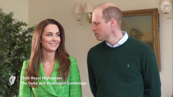 Le prince William, duc de Cambridge et la Catherine Kate Middleton , duchesse de Cambridge souhaitent en visioconférence une joyeuse Saint-Patrick "beannachtaí na Féile Pádraig oraibh" aux Irlandais le 17 mars 2021