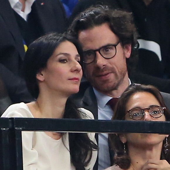 Marie Drucker et son compagnon Mathias Vicherat lors du match de demi-finale du 25th mondial de handball, France - Slovénie à l'AccorHotels Arena à Paris, France, le 26 janvier 2017. © Cyril Moreau/Bestimage