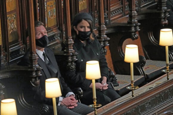 La princesse Eugenie d'York et Jack Brooksbank, - Funérailles du prince Philip, duc d'Edimbourg à la chapelle Saint-Georges du château de Windsor, Royaume Uni, le 17 avril 2021.