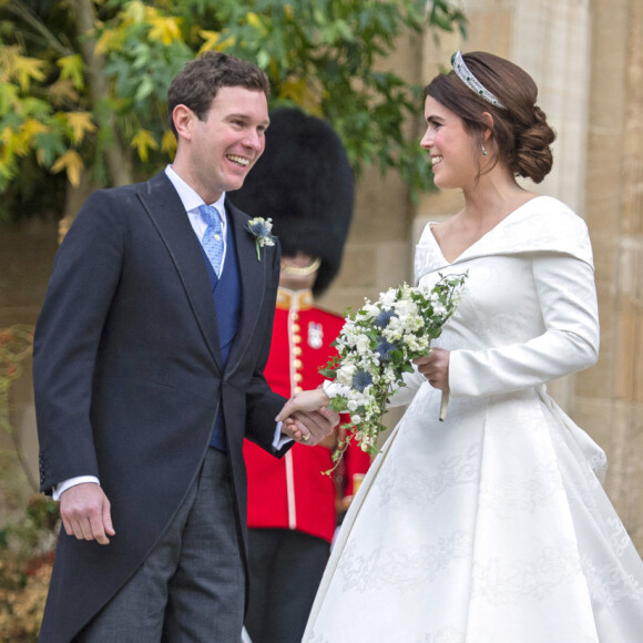 La princesse Eugenie et son mari Jack Brooksbank - Sorties après la cérémonie de mariage de la princesse Eugenie d'York et Jack Brooksbank en la chapelle Saint-George au château de Windsor.