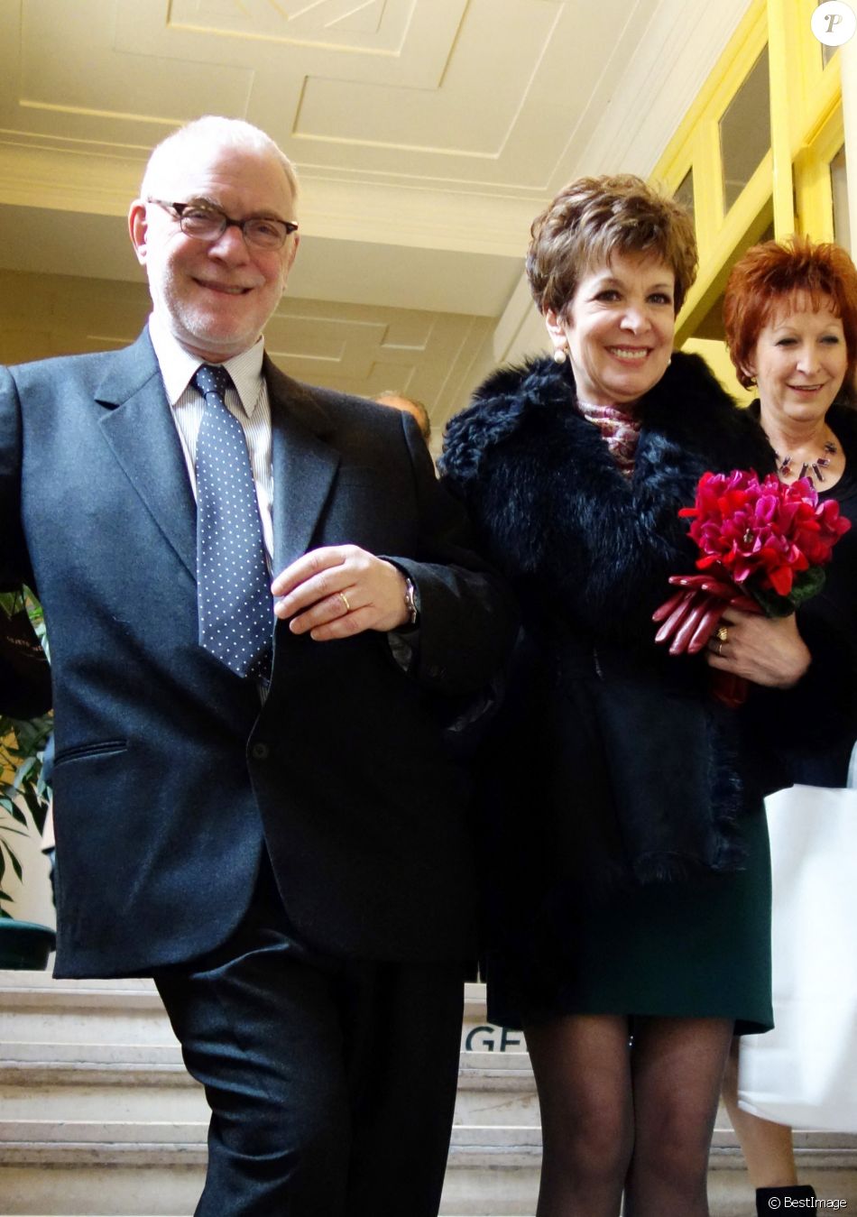 Exclusif - Mariage de Catherine Laborde et Thomas Stern le samedi 9 novembre 2013 à la mairie du 2e arrondissement de Paris.