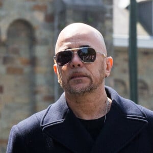 Pascal Obispo - Obsèques de Maurane en l'église Notre-Dame des Grâces à Woluwe-Saint-Pierre en Belgique le 17 mai 2018.