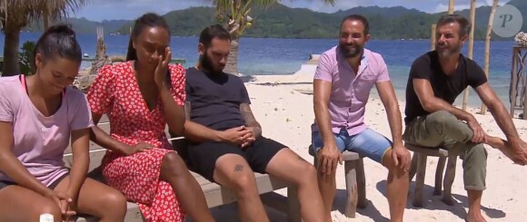 Myriam, Shanice, Mathieu, Hervé et Frédéric lors de l'épisode de "Koh-Lanta 2021" du 14 mai, sur TF1