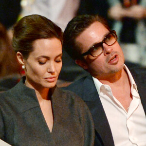 Angelina Jolie et Brad Pitt en conférence pour la prévention contre les violences sexuelles lors des conflits à Londres.