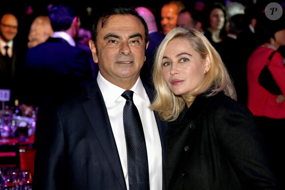 Carlos Ghosn et Emmanuelle Béart - Soirée de la 33ème édition du Festival Automobile International à l'hôtel International des Invalides à Paris le 30 janvier 2018.