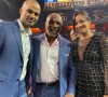 Tony Parker et Alizé Lim lors de la cérémonie Basket Hall Of Fame 2020, dans le Connecticut. Le couple pose avec Mike Tyson.