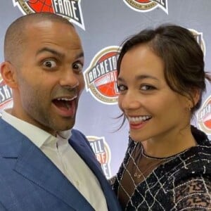 Tony Parker et Alizé Lim lors de la cérémonie Hall Of Fame 2020, dans le Connecticut.