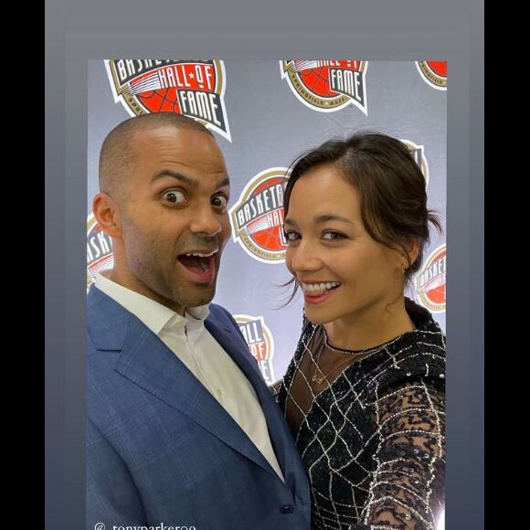 Tony Parker et Alizé Lim lors de la cérémonie Hall Of Fame 2020, dans le Connecticut.