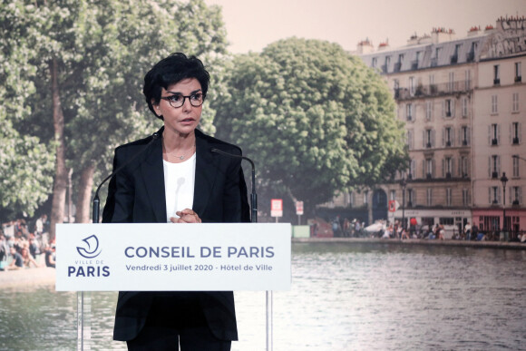 Rachida Dati lors d'une réunion du conseil qui élira officiellement la maire de Paris, Anne Hidalgo, à l'hôtel de ville de Paris, le 3 juillet 2020. © Stéphane Lemouton/Bestimage