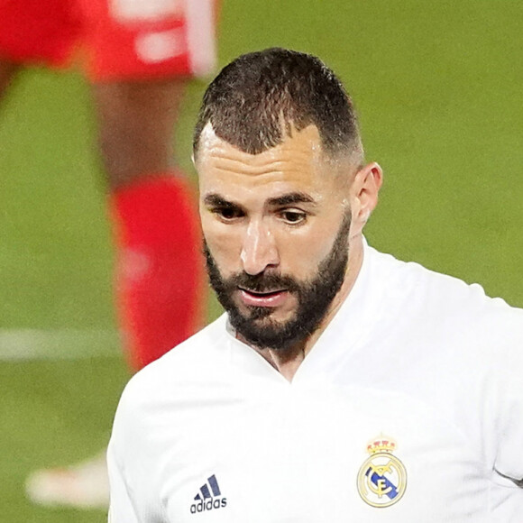 Karim Benzema au Stade Alfredo-Di-Stéfano, à Madrid, le 9 mai 2021. © Acero/Alterphotos/Panoramic / Bestimage