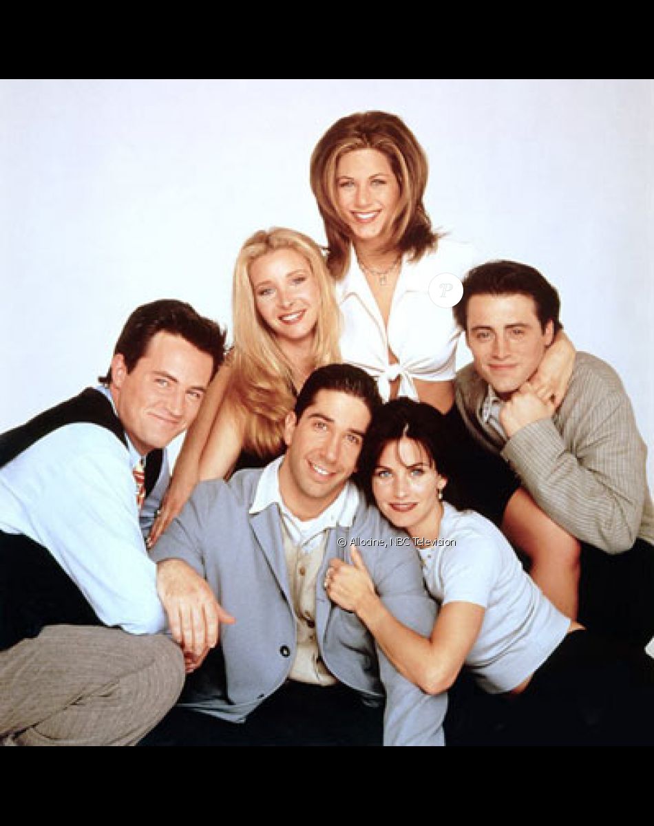 Jennifer Aniston, Courteney Cox, Lisa Kudrow, Matthew Perry, Matt Leblanc et David Schwimmer dans la série "Friends".