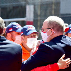 Le pilote monégasque Charles Leclerc, le prince Albert II de Monaco et Andrea Casiraghi - Podium du 78ème Grand Prix de F1 de Monaco le 23 mai 2018. Bruno Bebert/Bestimage 