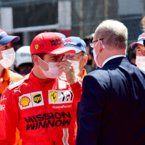 Le pilote monégasque Charles Leclerc, le prince Albert II de Monaco et Andrea Casiraghi - Podium du 78ème Grand Prix de F1 de Monaco le 23 mai 2018. Bruno Bebert/Bestimage 