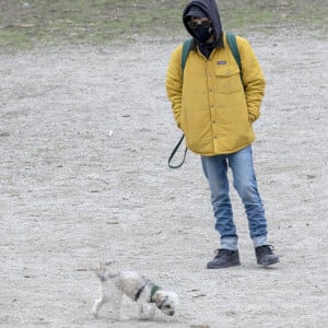 Exclusif - Elliot Page se promène avec son chien dans les rues de Toronto. L'acteur a donné une interview à O.Winfrey, la première depuis qu'il a annoncé publiquement sa transition en décembre dernier, et qui sera diffusée le 30 avril sur Apple TV+. Le 28 avril 2021