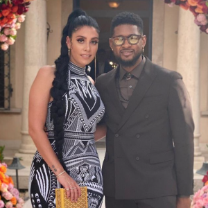 Usher et sa compagne Jennifr Goicoachea en mai 2021.